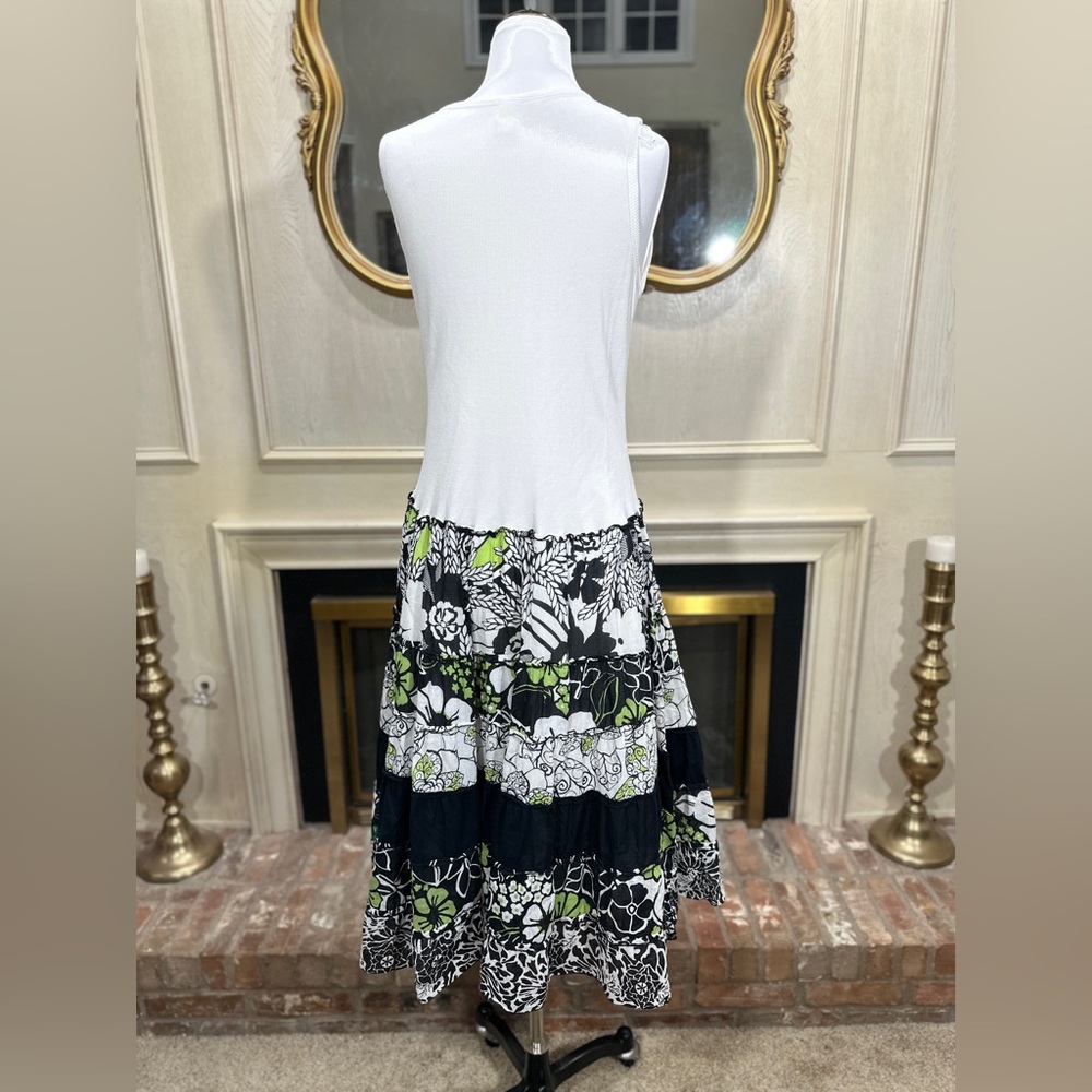 Sangria Dress 14 White Green Floral Maxi Boho Cottagecore - Picture 5 of 12